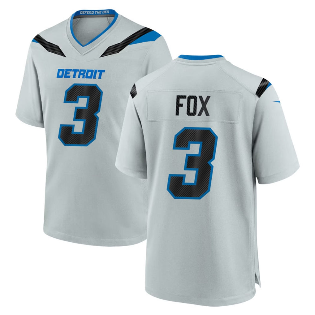 D.Lions #3 Jack Fox Player Silver 2026 Rivalries Collection Home Game Ldoa Stitched Jerseys