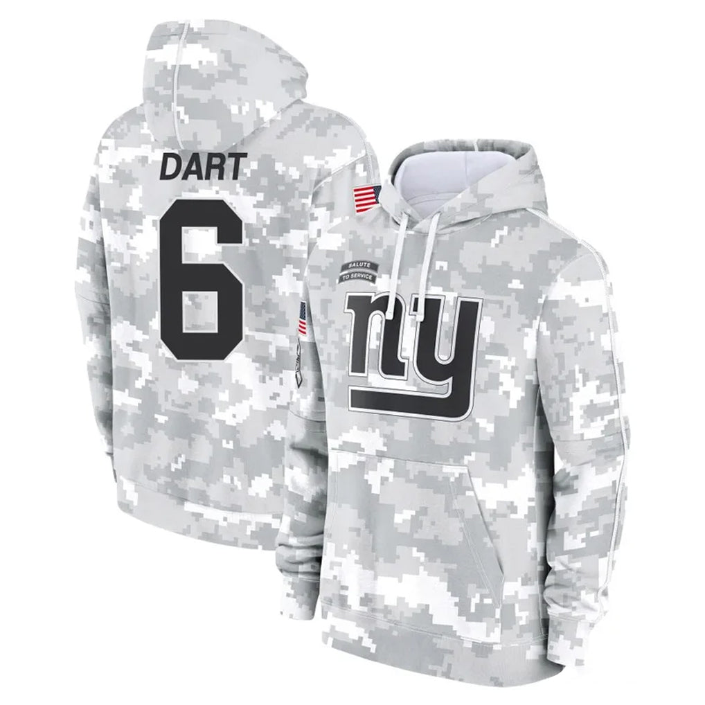 NY.Giants #6 Jaxson Dart Player Arctic Camo Salute to Service Pullover Hoodies Limited Game Ldoa Stitched Jerseys