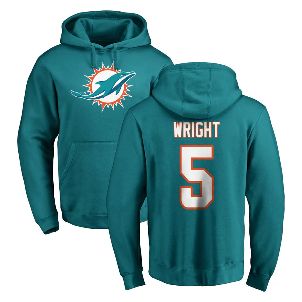 M.Dolphins #5 Jaylen Wright Player Aqua LOGO Pullover Hoodies Limited Ldoa Stitched Jerseys