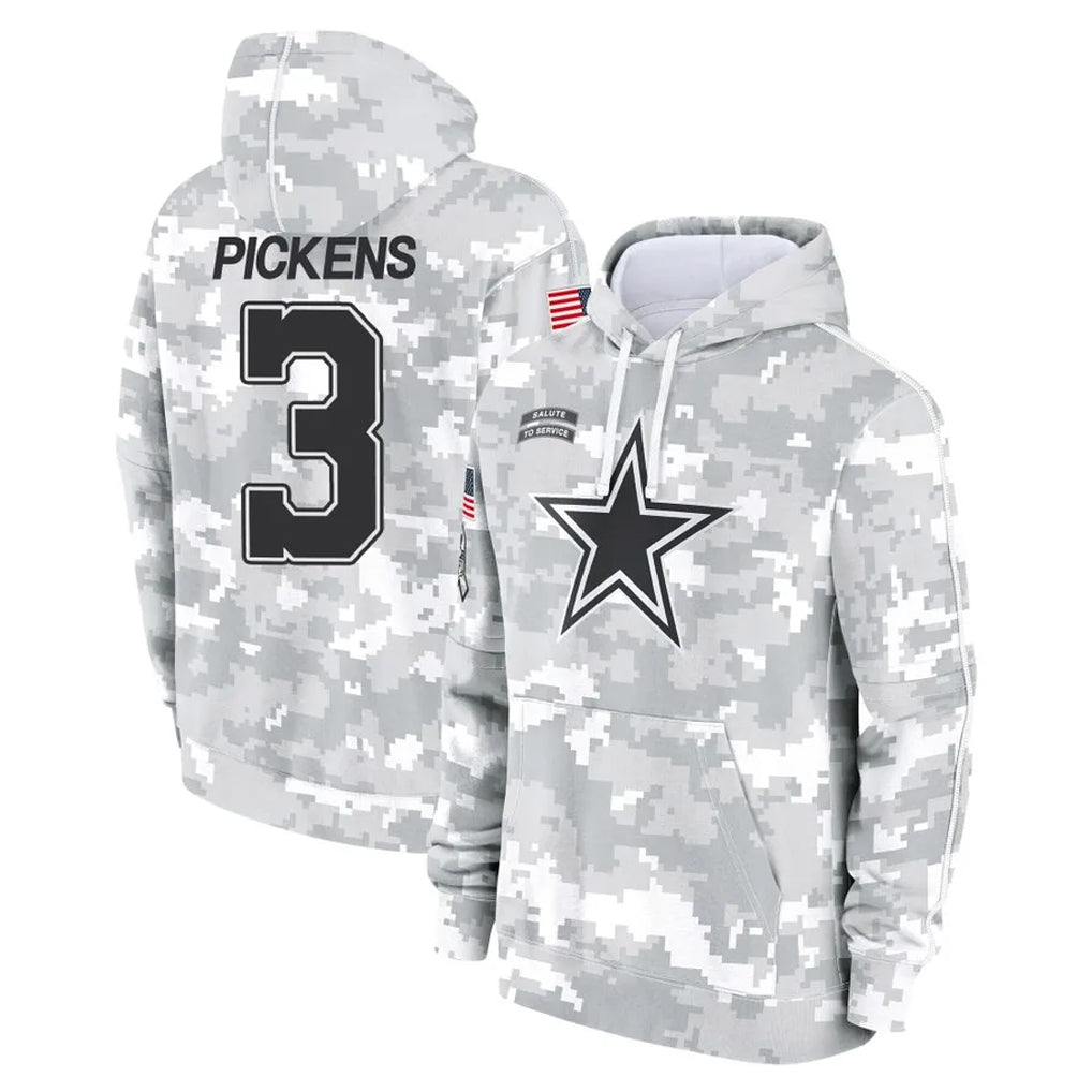 D.Cowboys #3 George Pickens Player Arctic Camo Salute to Service Hoodies Limited Game Ldoa Stitched Jerseys