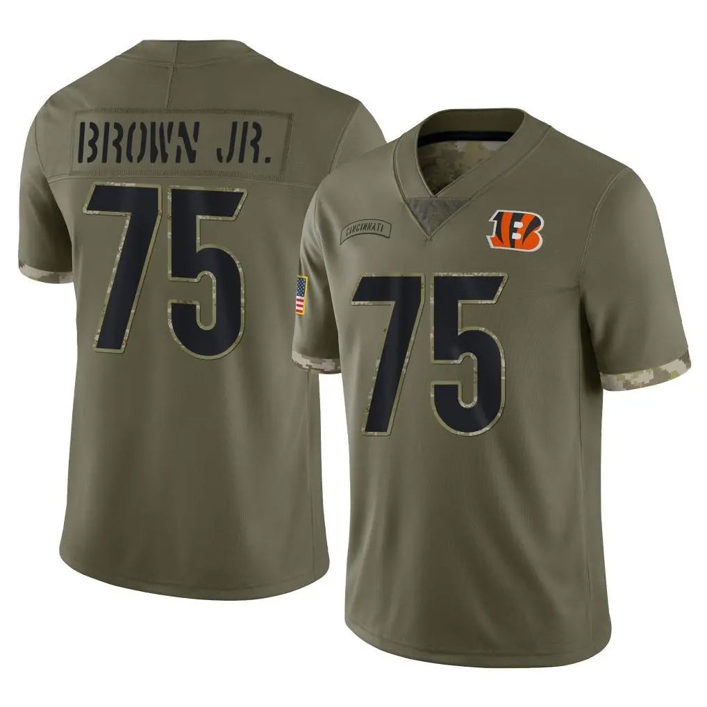 C.Bengals #75 Orlando Brown Jr. Player Olive Salute to Service Limited Game Ldoa Stitched Jerseys