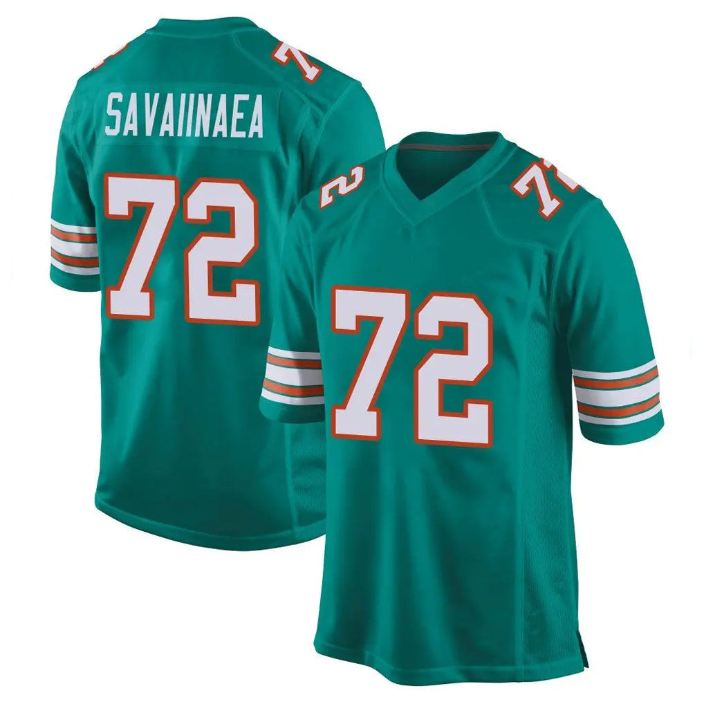M.Dolphins #72 Jonah Savaiinaea Player Aqua Alternate Home Game Ldoa Stitched Jerseys
