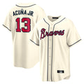 A.Braves #13 Ronald Acuna Jr Player Cream Home Game Ldoa Stitched Jerseys