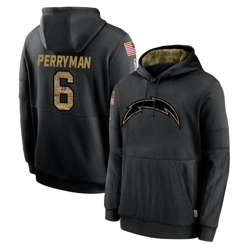 LA.Chargers #6 Denzel Perryman Player Black Salute to Service Hoodies Limited Game Ldoa Stitched Jerseys