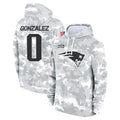 NE.Patriots #0 Christian Gonzalez Player Arctic Camo Salute to Service Pullover Hoodies Limited Game Ldoa Stitched Jerseys