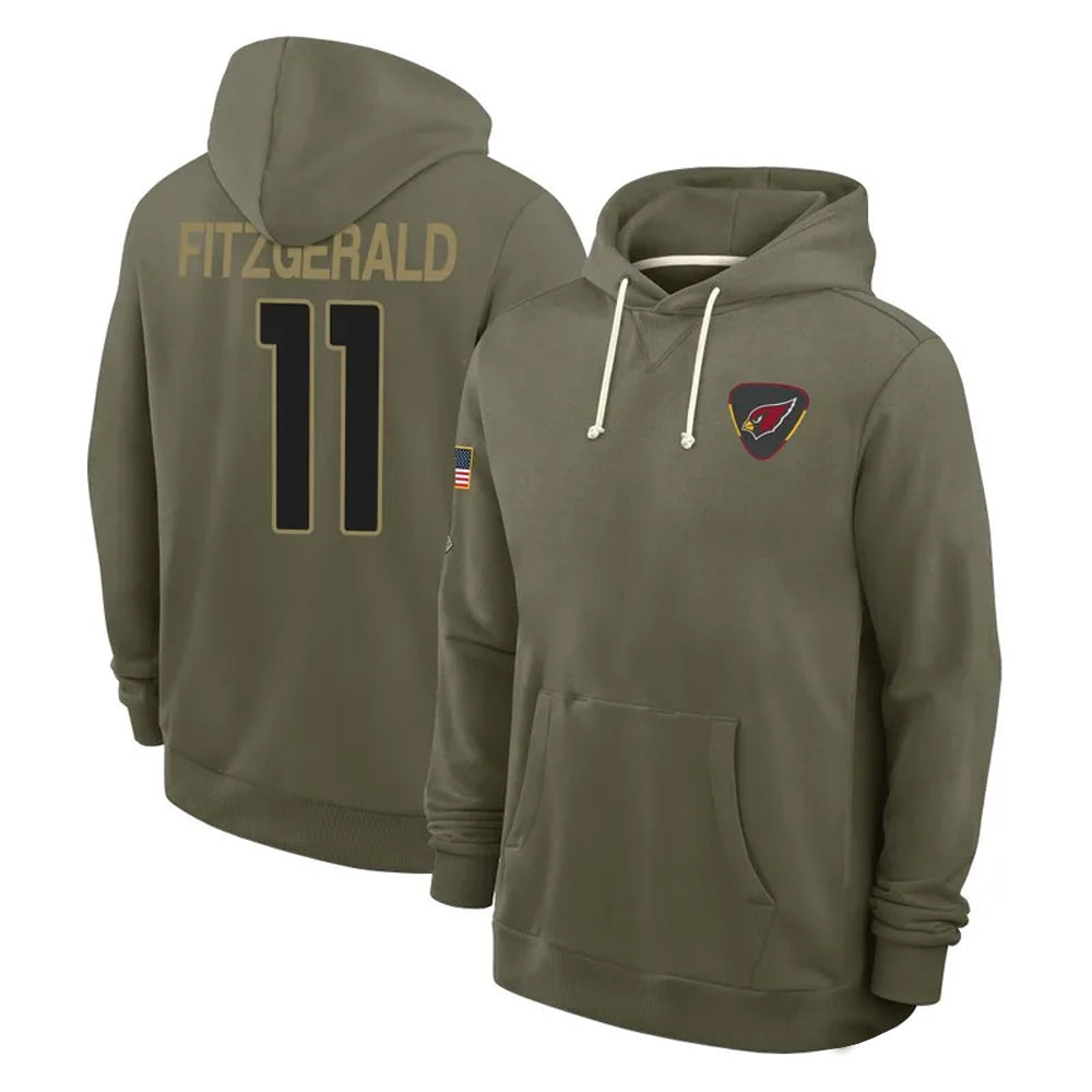 A.Cardinals #11 Larry Fitzgerald Player Olive Salute to Service Hoodies Ldoa Stitched Jerseys