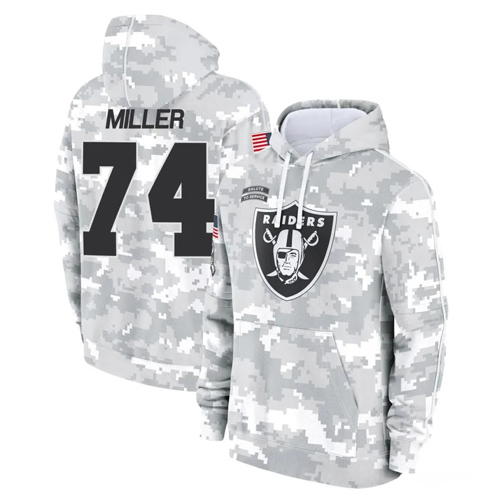 LV.Raiders #74 Kolton Miller Player Arctic Camo Salute to Service Hoodies Limited Game Ldoa Stitched Jerseys