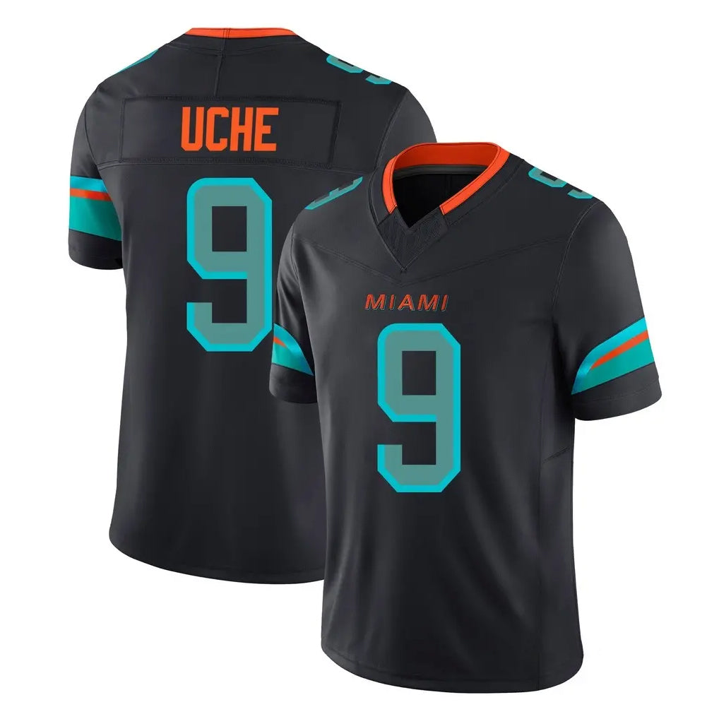 M.Dolphins #9 Joshua Uche Player Black Limited Pitch Rivalries Collection Home Game Ldoa Stitched Jerseys