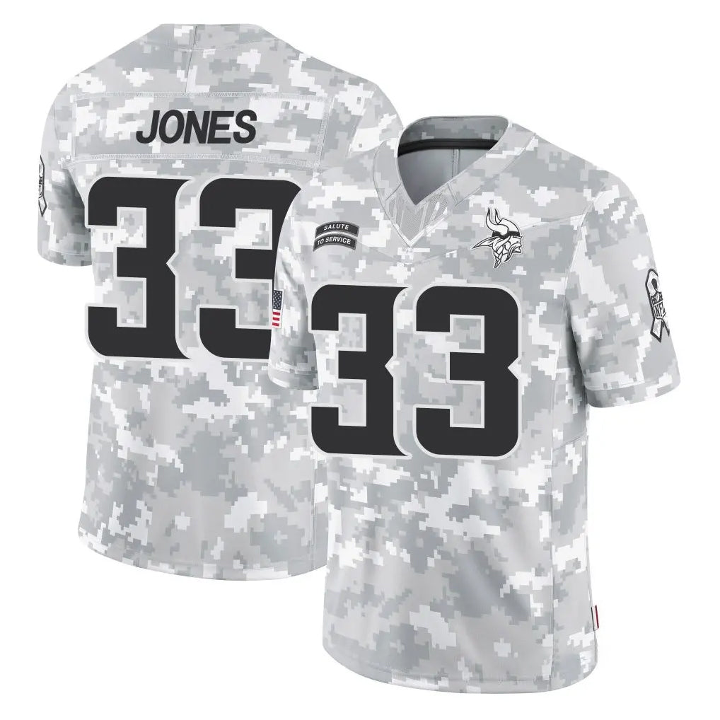 M.Vikings #33 Aaron Jones Sr. Player Arctic Camo Salute To Service Limited Game Ldoa Stitched Jerseys