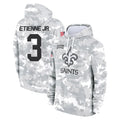NO.Saints #3 Travis Etienne Jr. Player Arctic Camo Salute to Service Pullover Hoodies Limited Game Ldoa Stitched Jerseys