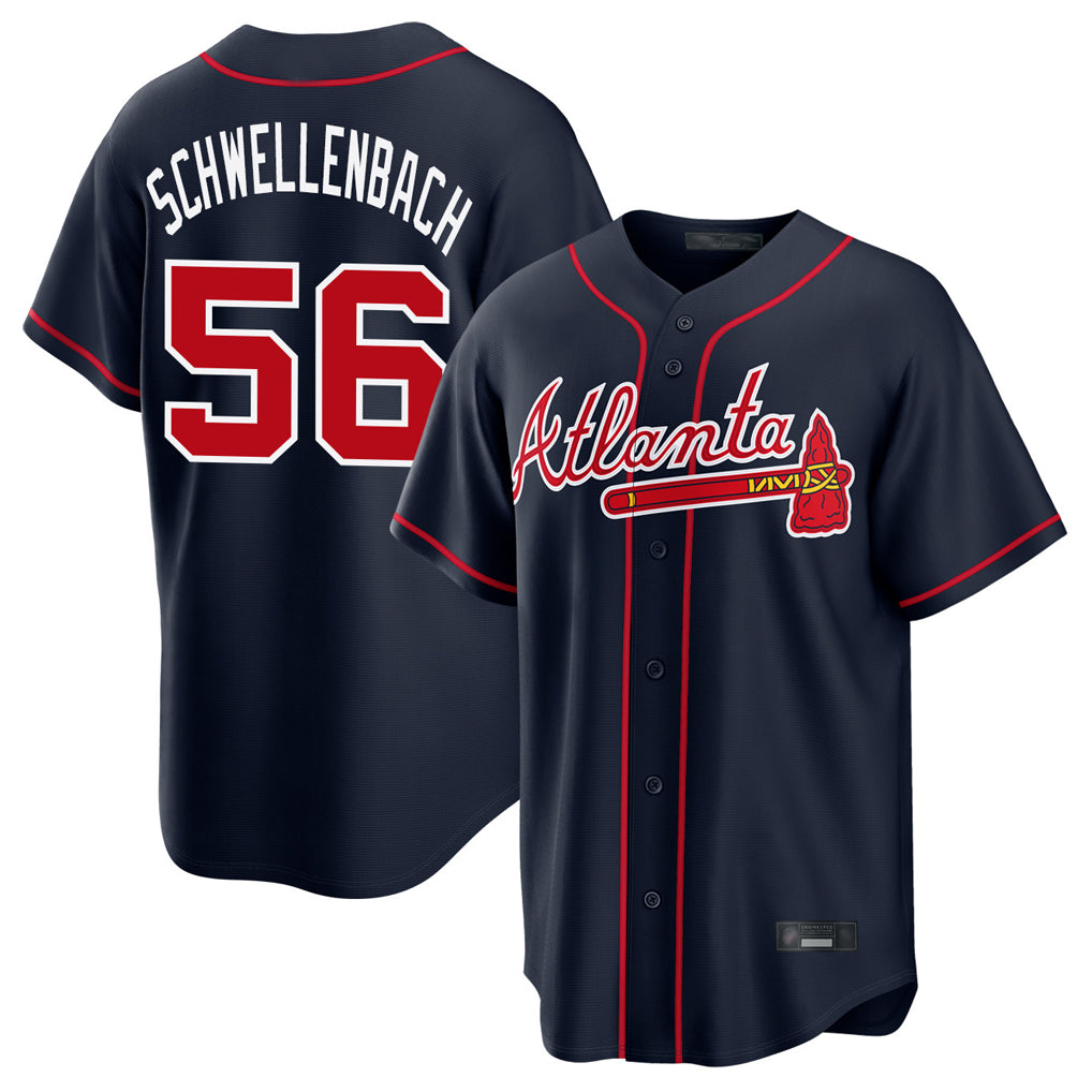 A.Braves #56 Spencer Schwellenbach Player Navy Home Game Ldoa Stitched Jerseys