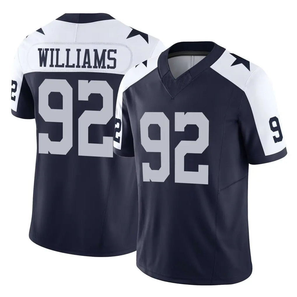 D.Cowboys #92 Quinnen Williams Player Navy-White Limited Alternate Vapor F.U.S.E. Home Game Ldoa Stitched Jerseys
