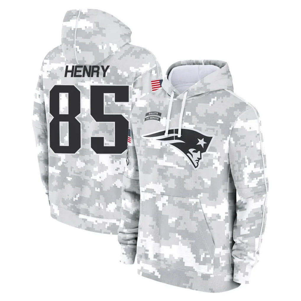 NE.Patriots #85 Hunter Henry Player Arctic Camo Salute to Service Pullover Hoodies Limited Game Ldoa Stitched Jerseys