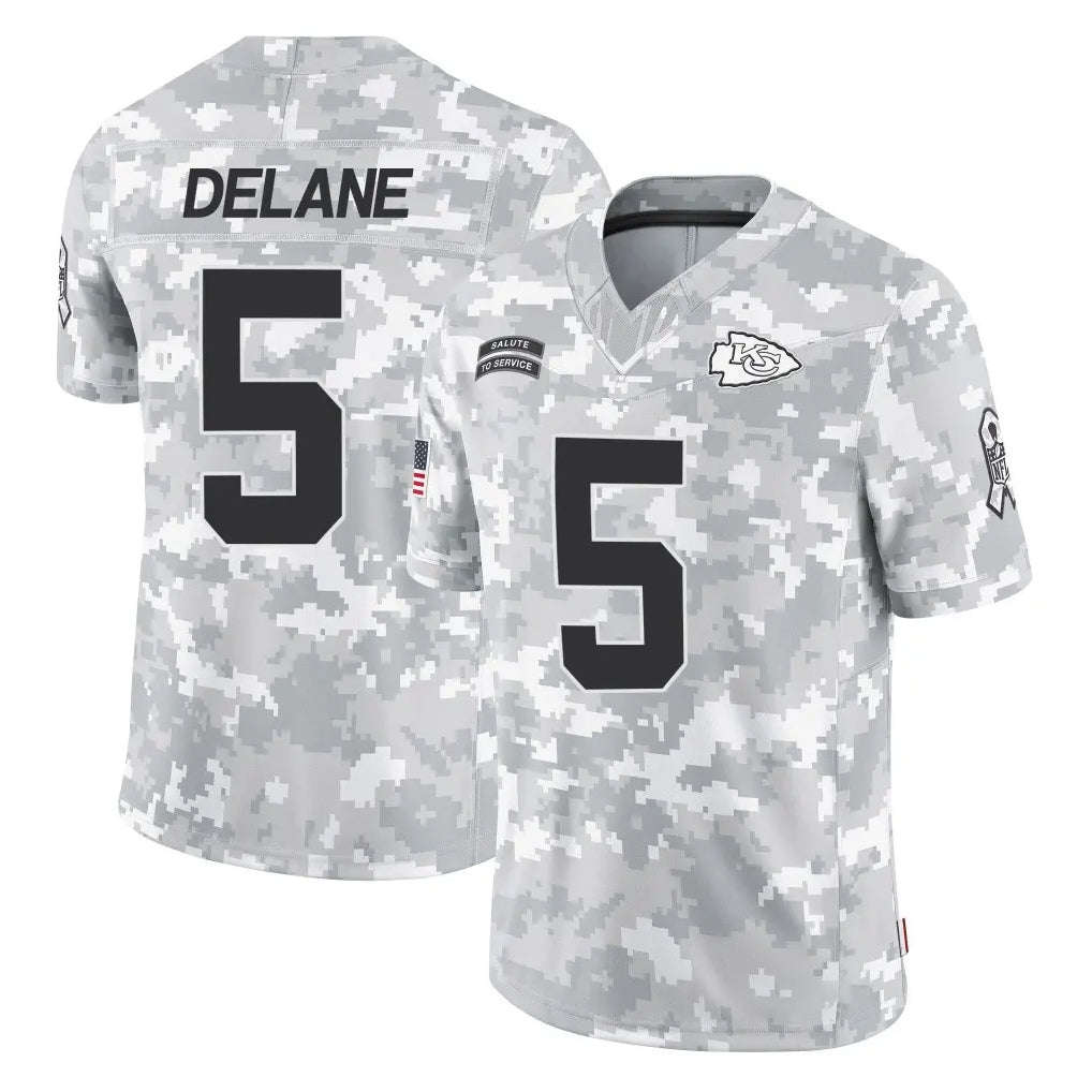 KC.Chiefs #5 Mansoor Delane Player Arctic Camo Salute To Service Limited Game Ldoa Stitched Jerseys