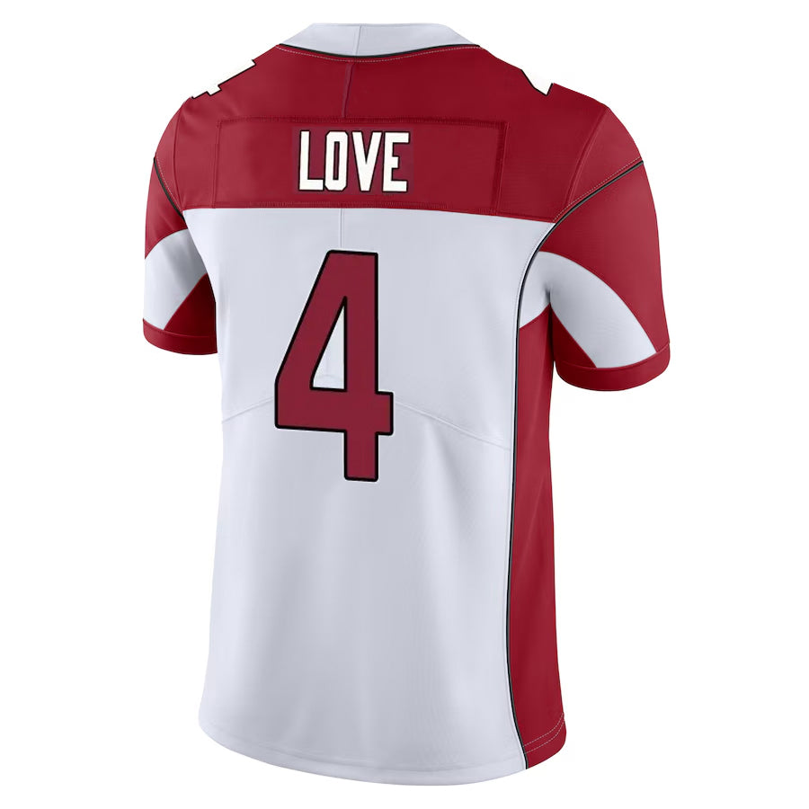 A.Cardinals #4 Jeremiyah Love Player White Vapor Limited Home Game Ldoa Stitched Jerseys