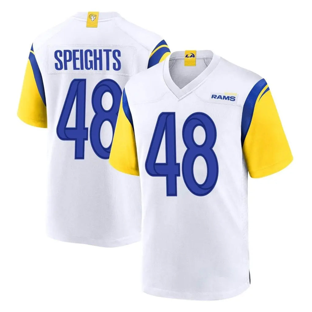 LA.Rams #48 Omar Speights Player White Home Game Ldoa Stitched Jerseys