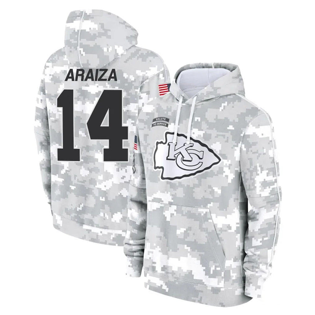 KC.Chiefs #14 Matt Araiza Player Arctic Camo Salute to Service Hoodies Limited Game Ldoa Stitched Jerseys