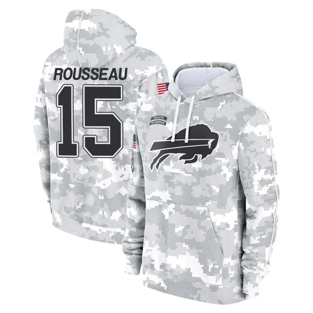 B.Bills #15 Greg Rousseau Player Arctic Camo Salute to Service Hoodies Ldoa Stitched Jerseys