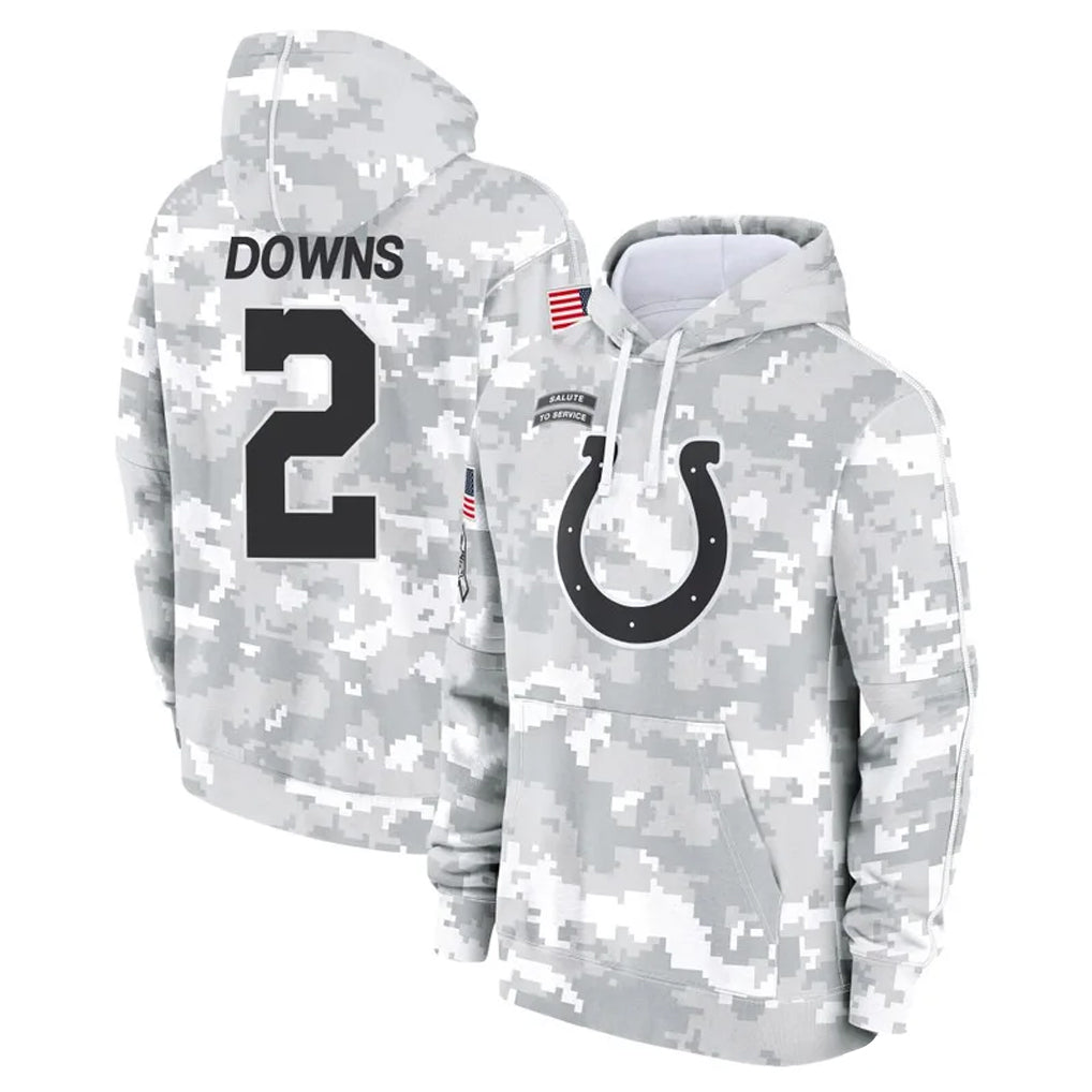 IN.Colts #2 Josh Downs Player Arctic Camo Salute to Service Hoodies Limited Game Ldoa Stitched Jerseys