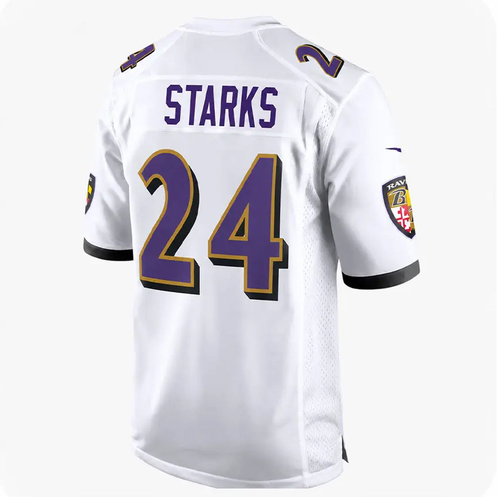 B.Ravens #24 Malaki Starks Player White Home Game Ldoa Stitched Jerseys