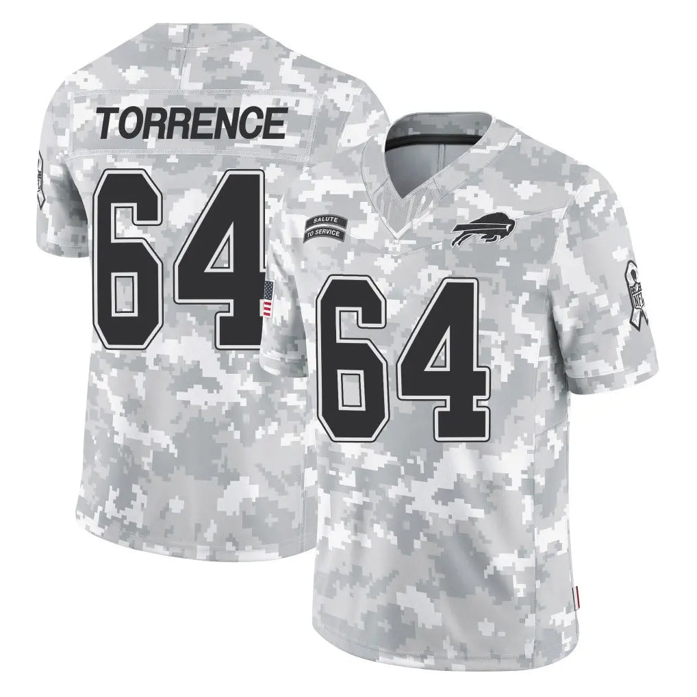B.Bills #64 O'Cyrus Torrence Player Arctic Camo Salute to Service Limited Game Ldoa Stitched Jerseys