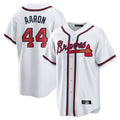 A.Braves #44 Hank Aaron Player White Home Game Ldoa Stitched Jerseys