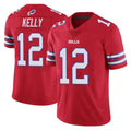 B.Bills #12 Jim Kelly Player Red Vapor Untouchable Limited Home Game Ldoa Stitched Jerseys