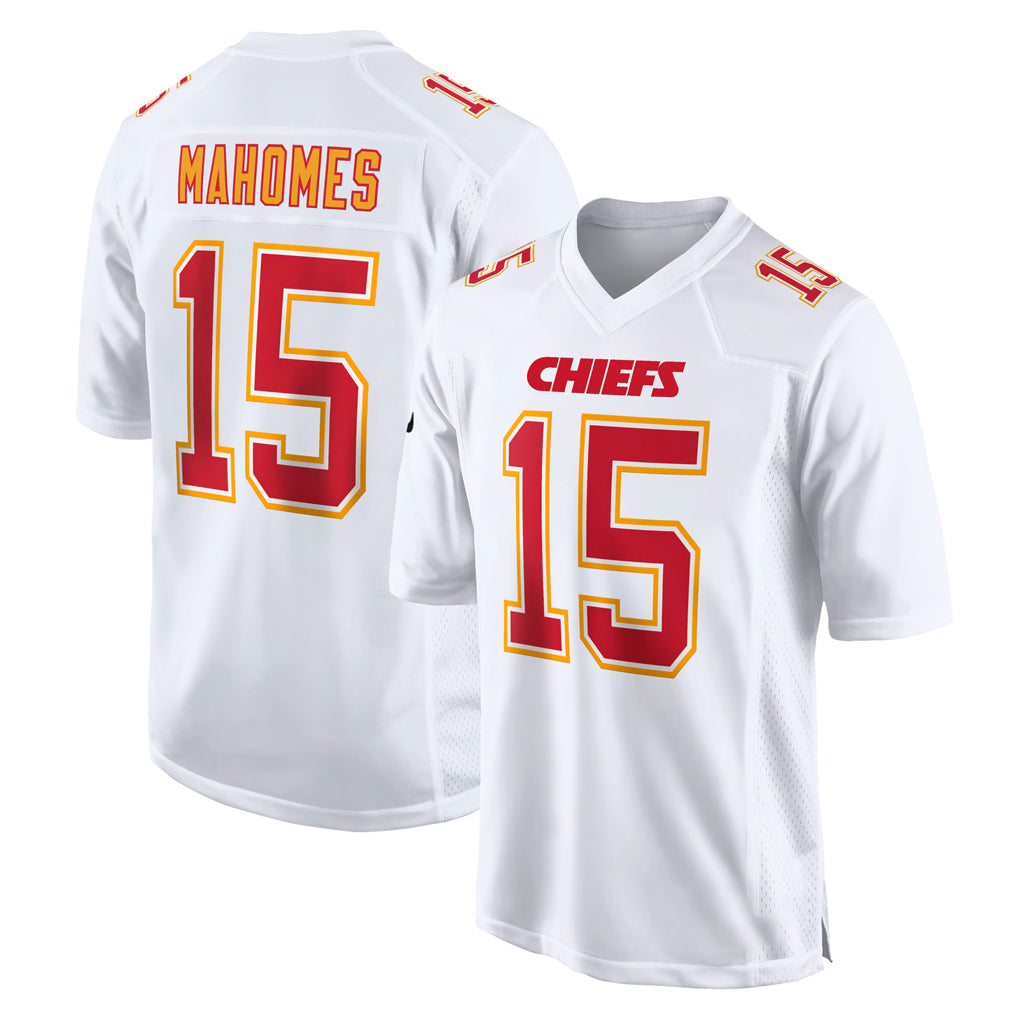 KC.Chiefs #15 Patrick Mahomes Player White Atmosphere Fashion Game Ldoa Stitched Jerseys