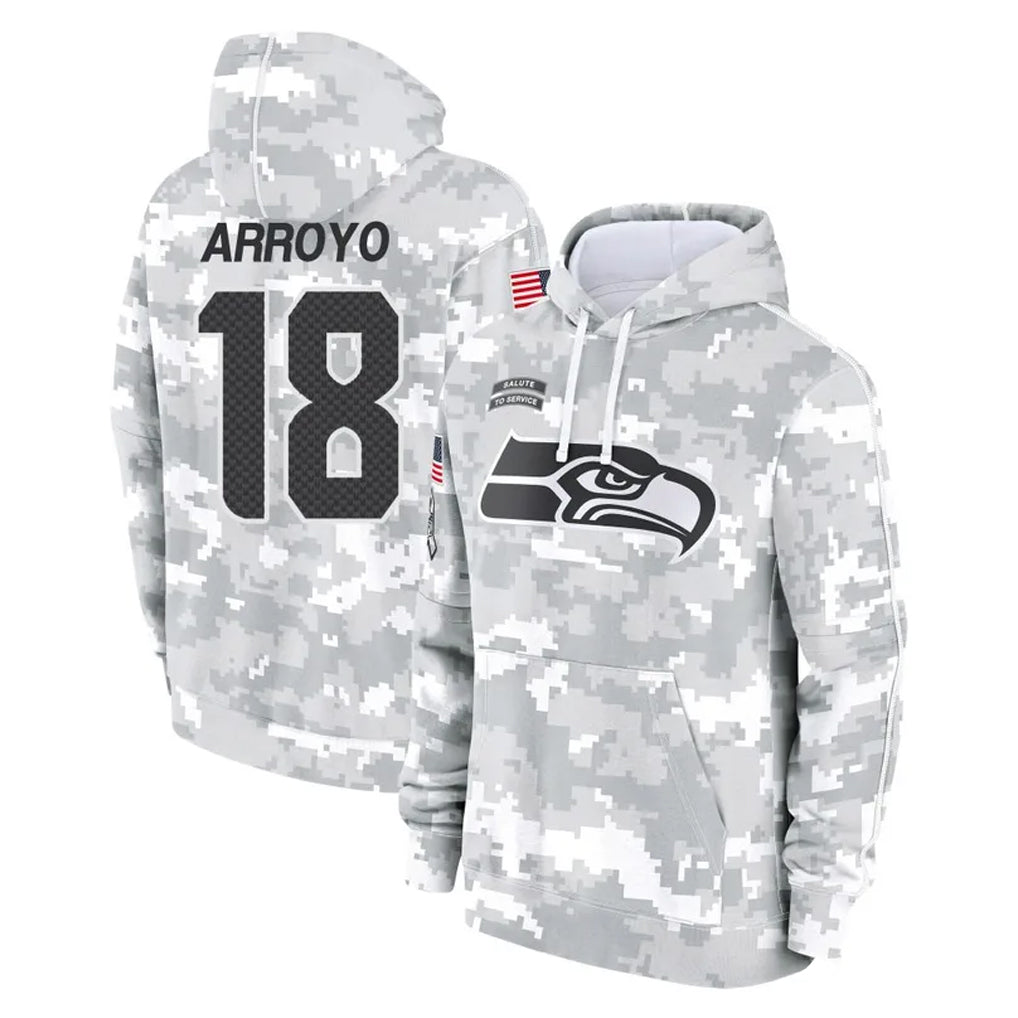 S.Seahawks #18 Elijah Arroyo Player Arctic Camo Limited Salute to Service Pullover Hoodies Game Ldoa Stitched Jerseys