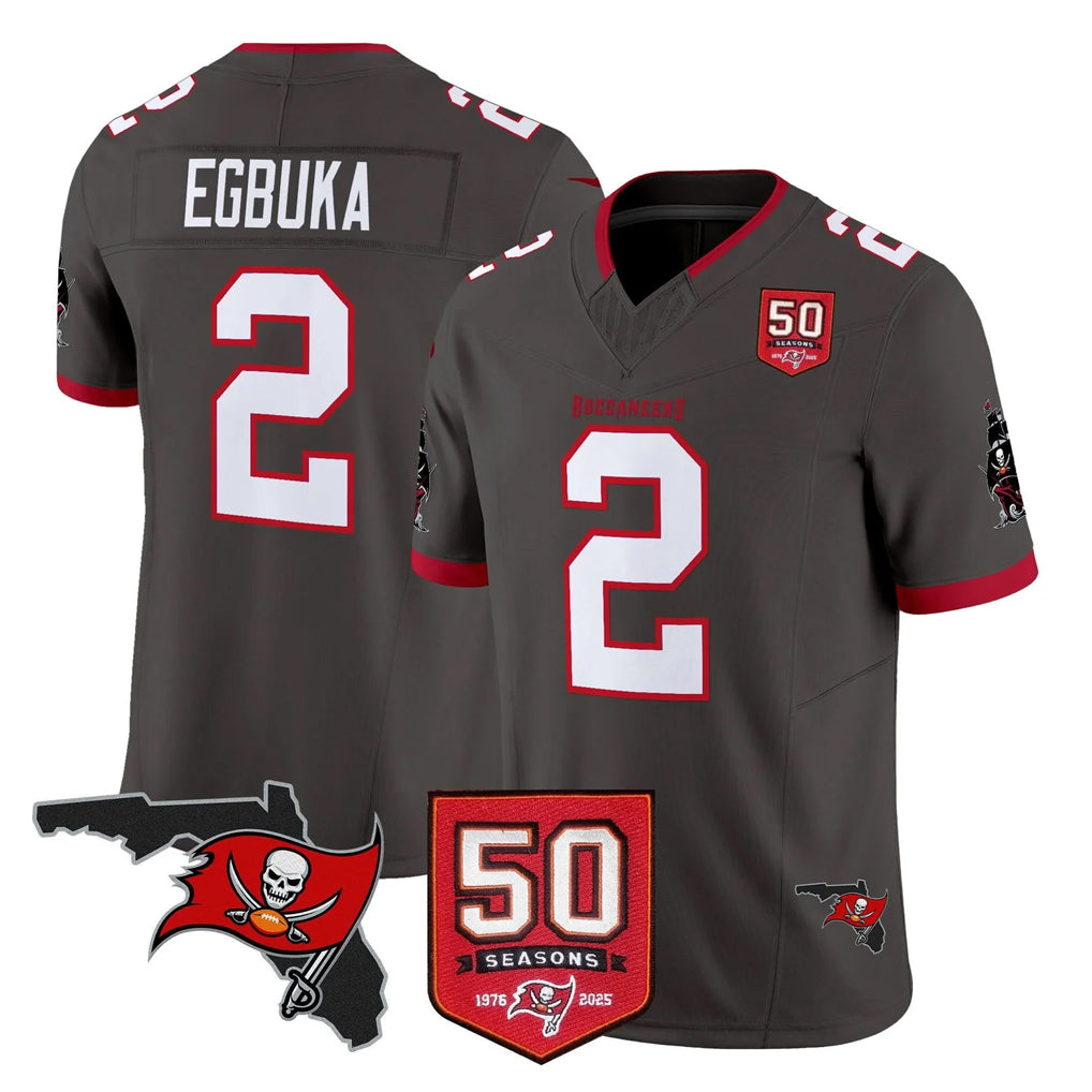 TB.Buccaneers #2 Emeka Egbuka Player Pewter Limited 2026 Season Vapor F.U.S.E. Home Game Ldoa Stitched Jerseys