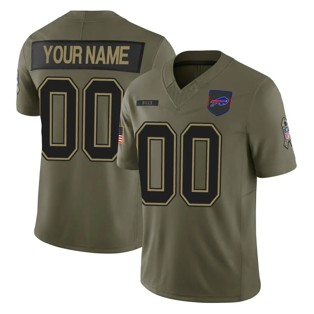 Custom B.Bills Olive Salute to Service Limited Home Game Any Name & Numbers Ldoa Stitched Jerseys