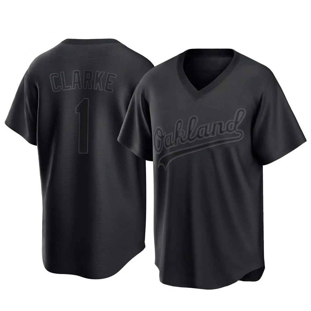 Athletics #1 Denzel Clarke Player Black Pitch Fashion T-shirt Home Game Ldoa Stitched Jerseys
