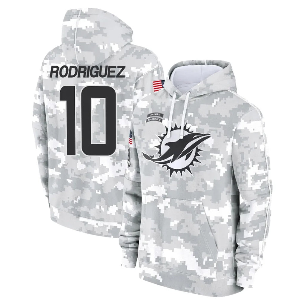 M.Dolphins #10 Jacob Rodriguez Player Arctic Camo Salute to Service Hoodies Limited Game Ldoa Stitched Jerseys