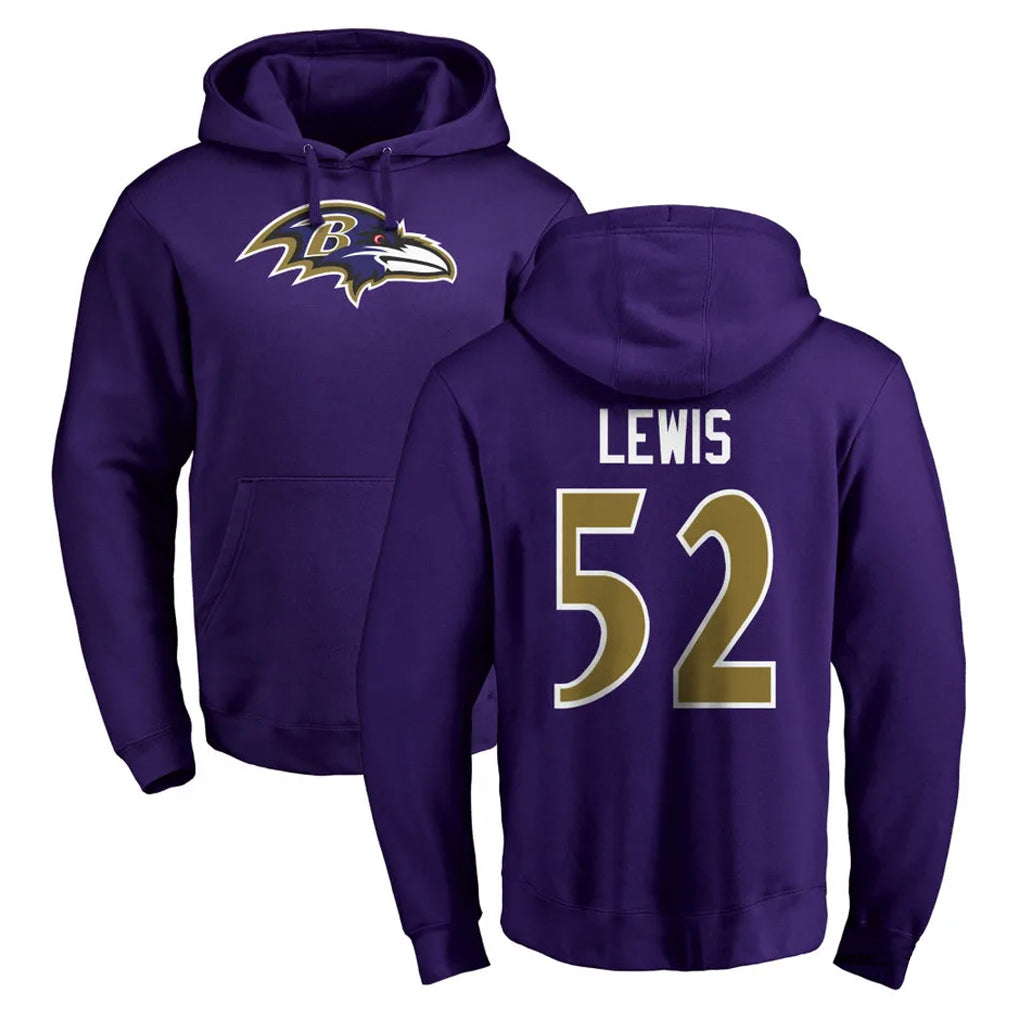 B.Ravens #52 Ray Lewis Player Purple Salute to Service Pullover Hoodie Ldoa Stitched Jerseys