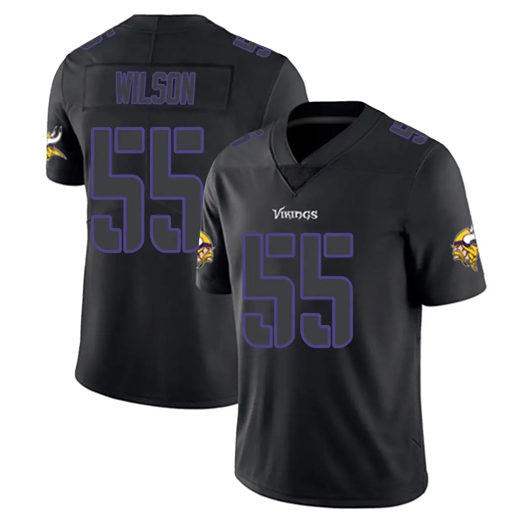 M.Vikings #55 Eric Wilson Player Black Impact LImited Home Game Ldoa Stitched Jerseys