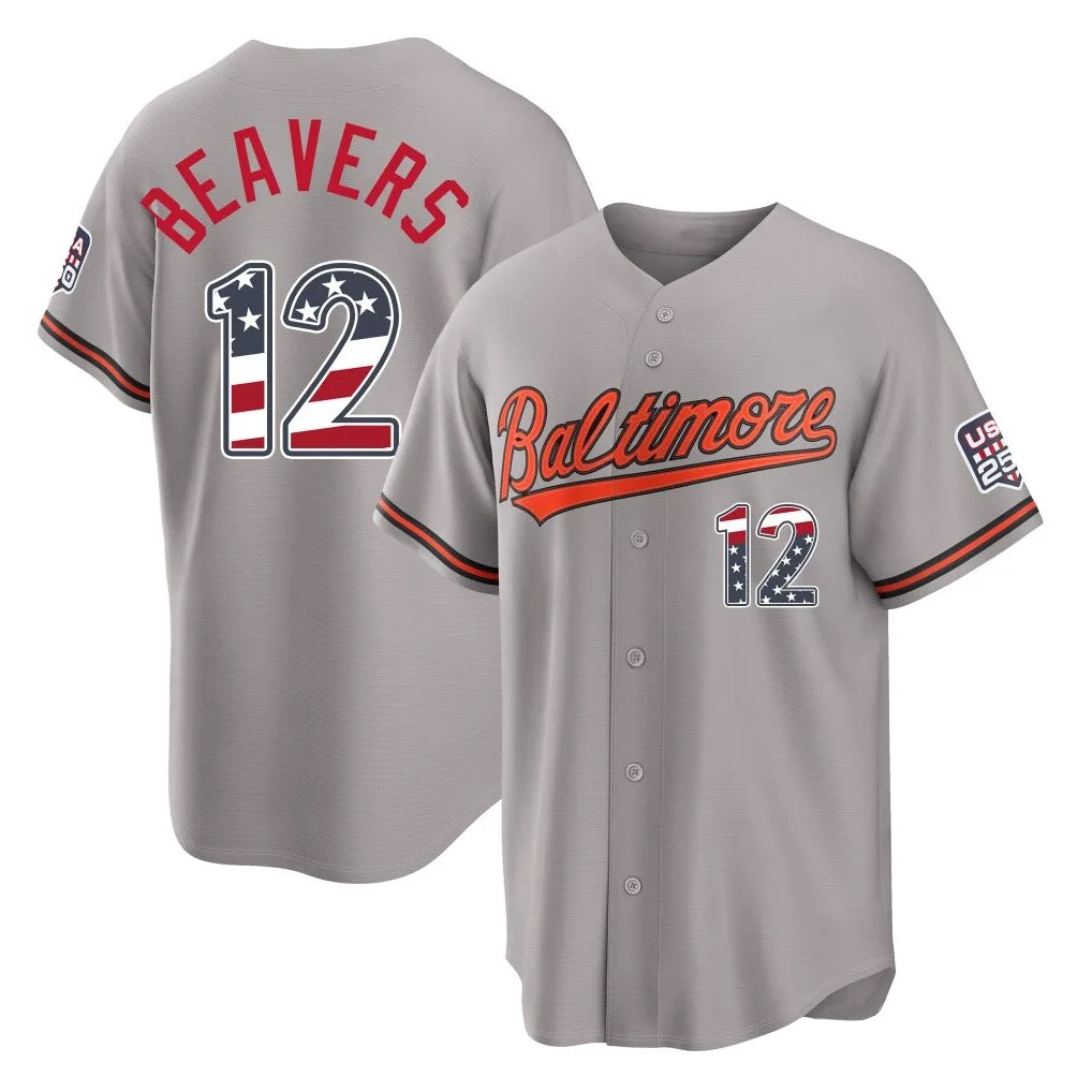 B.Orioles #12 Dylan Beavers Player Gray USA 250 Fourth of July Home Game Ldoa Stitched Jerseys