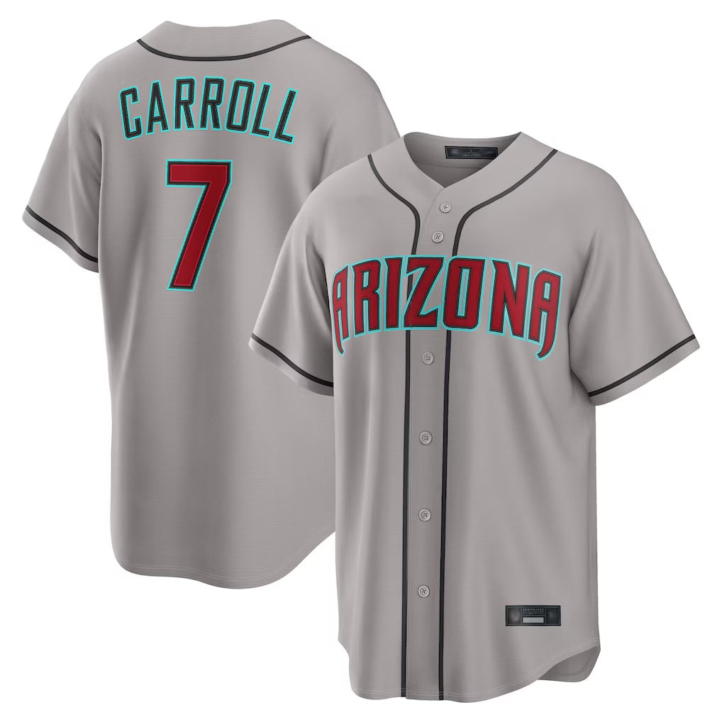 A.Diamondbacks #7 Corbin Carroll Player Gray Road Home Game Ldoa Stitched Jerseys