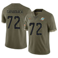 M.Dolphins #72 Jonah Savaiinaea Player Olive Salute To Service Limited Ldoa Stitched Jerseys
