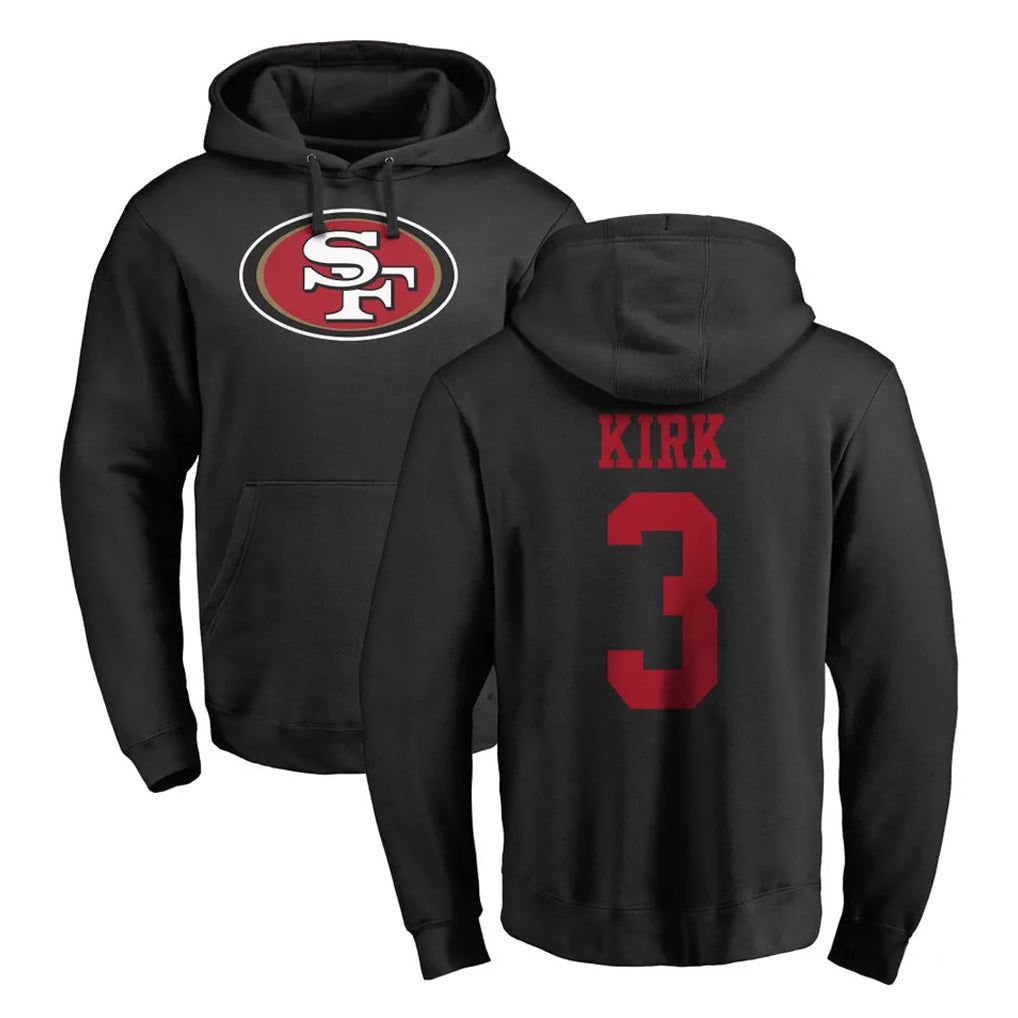 SF.49ers #3 Christian Kirk Player Black LOGO Pullover Hoodies Home Game Ldoa Stitched Jerseys