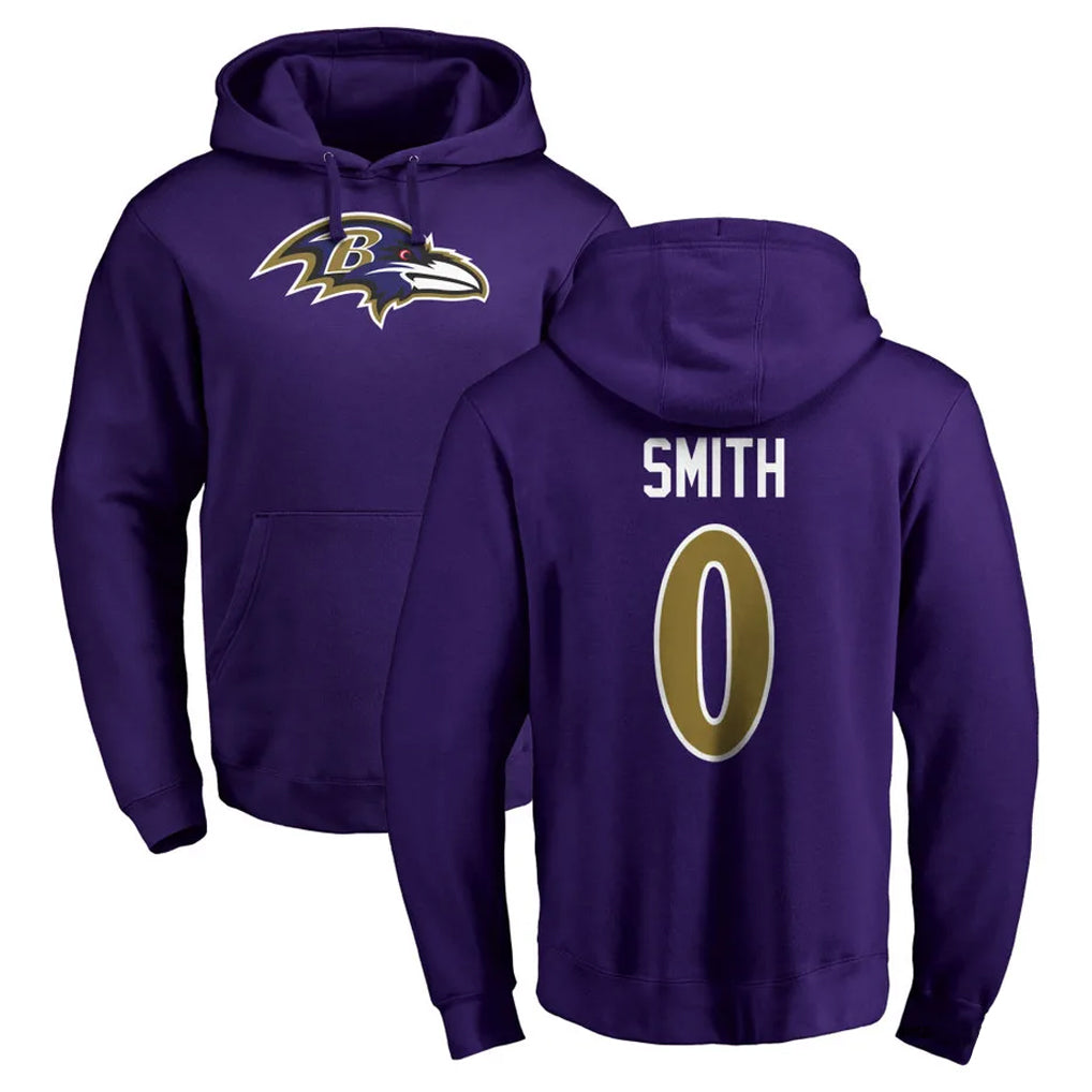 B.Ravens #0 Roquan Smith Player Purple Salute to Service Pullover Hoodie Ldoa Stitched Jerseys