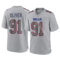 B.Bills #91 Ed Oliver Player Gray Home Game Ldoa Stitched Jerseys