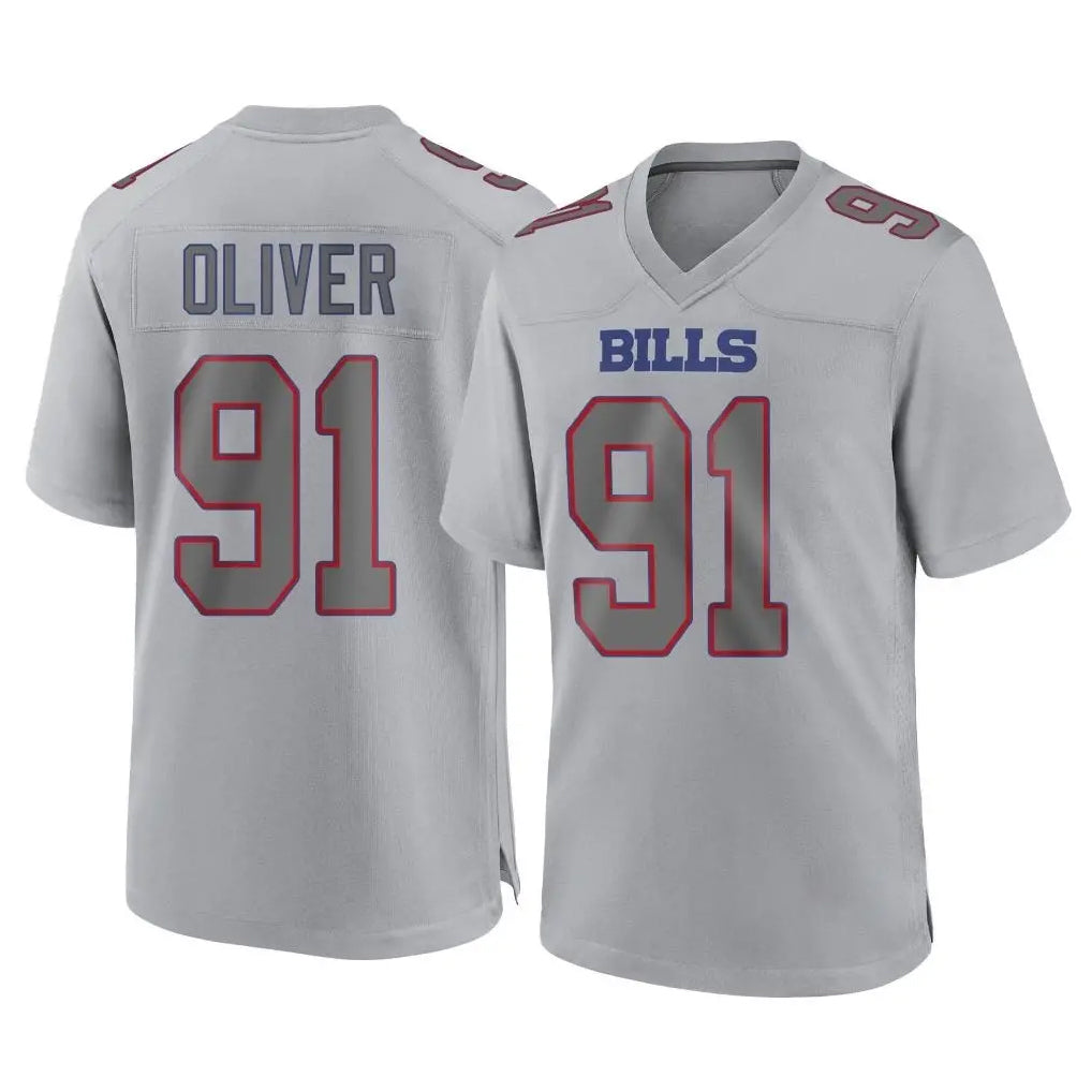 B.Bills #91 Ed Oliver Player Gray Home Game Ldoa Stitched Jerseys