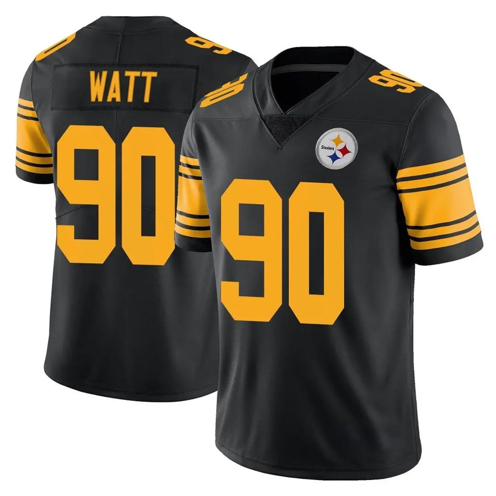 P.Steelers #90 T.J. Watt Player Black Limited Color Rush Home Game Ldoa Stitched Jerseys