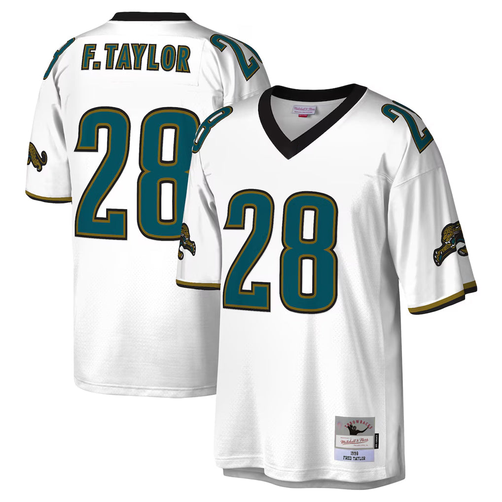J.Jaguars #28 Fred Taylor?Player White Mitchell & Ness Legacy Home Game Ldoa Stitched Jerseys