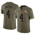 C.Browns #4 Deshaun Watson Player Olive Salute to Service Limited Game Ldoa Stitched Jerseys