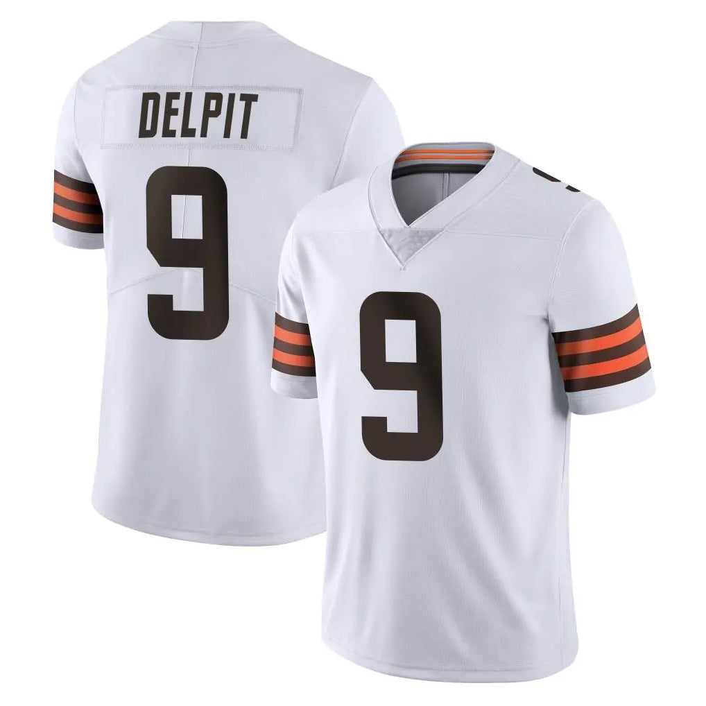 C.Browns #9 Grant Delpit Player White Vapor Untouchable Limited Home Game Ldoa Stitched Jerseys