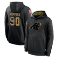 C.Panthers #90 Julius Peppers Player Black Salute to Service Pullover Hoodies Limited Game Ldoa Stitched Jerseys