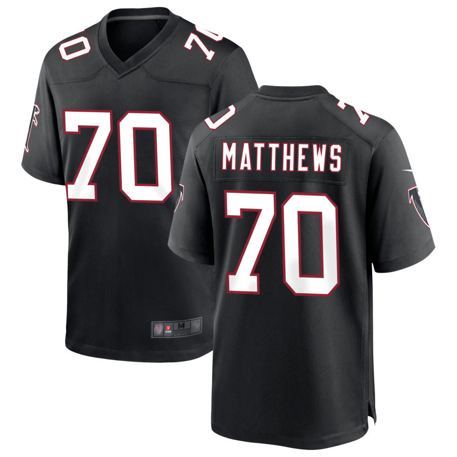 A.Falcons #70 Jake Matthews Player Black Throwback Game Ldoa Stitched Jerseys