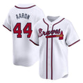 A.Braves #44 Hank Aaron Player White Limited Home Game Ldoa Stitched Jerseys