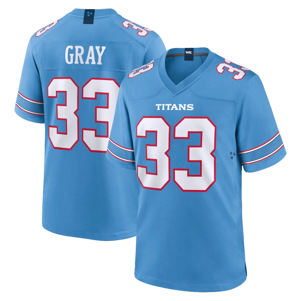 T.Titans #33 Cedric Gray Player Light Blue 2026 Game Home Ldoa Stitched Jerseys